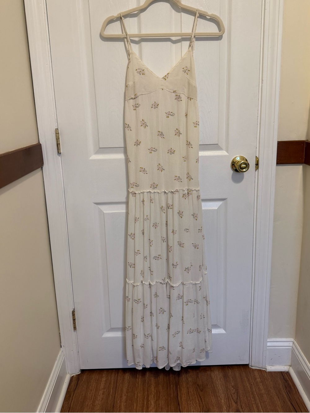 Billabong Off-Whit Floral Print 100% Cotton Lined Maxi Dress - Size XS